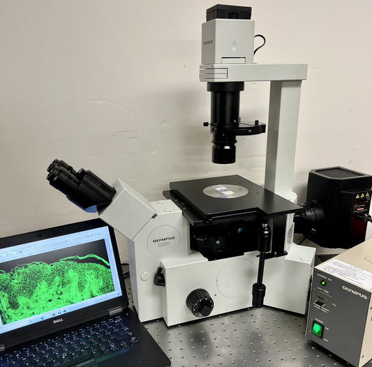 Olympus IX 50 Microscope Inverted Fluorescence Phase  5MP CAM +Laptop